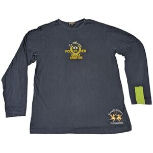 La Martina Bridge Hampton Polo Player Blue FADE Long Sleeve T-Shirt - Men Medium